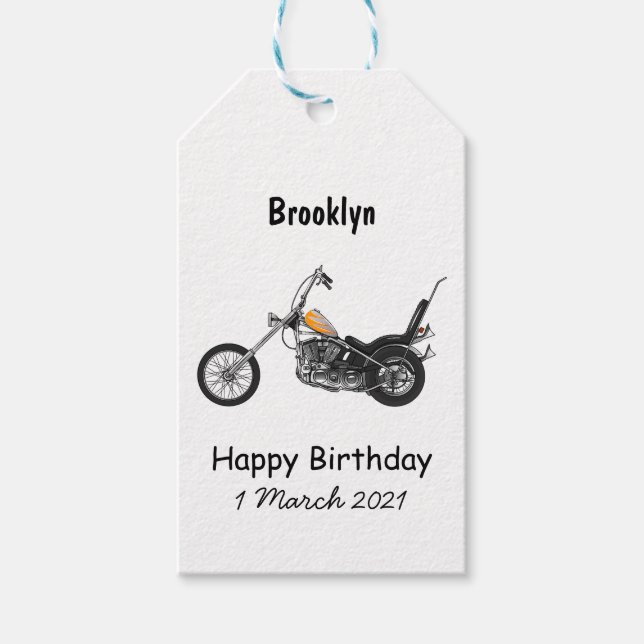 Étiquettes-cadeau Illustration de Chopper Motorcycle 1950 (Devant)