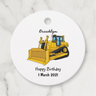 Étiquettes Cadeau Illustration de dessin animé Bulldozer