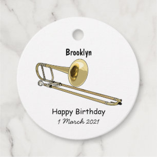 Étiquettes Cadeau Illustration de dessin animé de Trombone