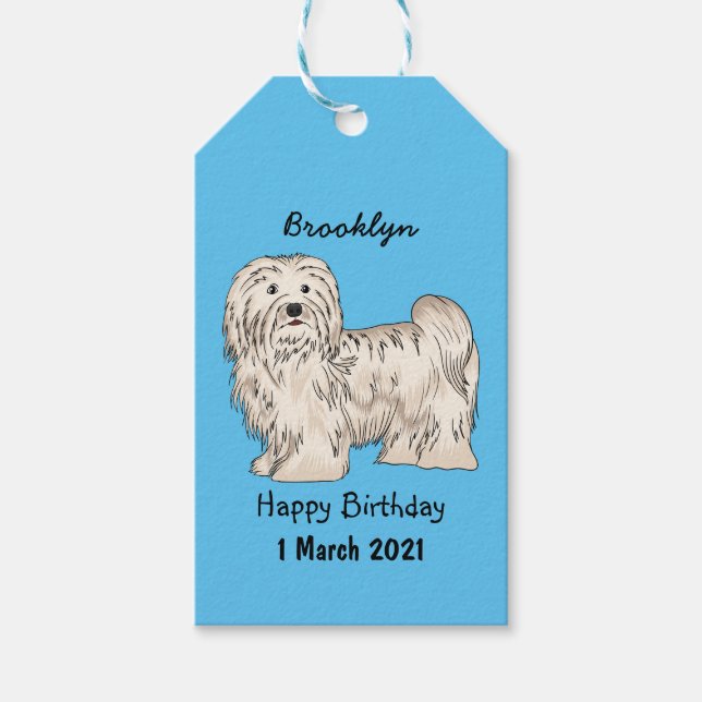 Étiquettes-cadeau Illustration de dessin de chien de Havan (Devant)