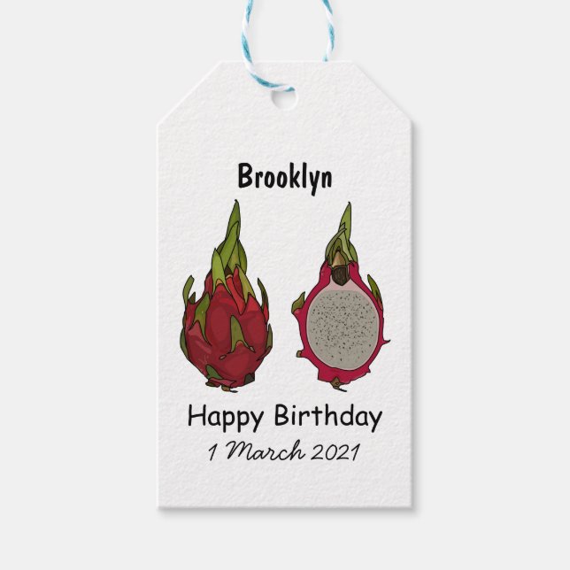 Étiquettes-cadeau Illustration de dragon fruit (Devant)