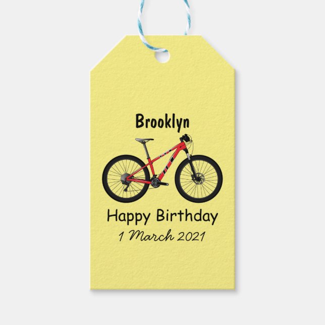 Étiquettes-cadeau Illustration de la bande dessinée de vélo (Devant)