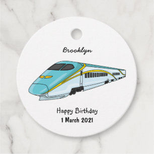 Étiquettes Cadeau Illustration de la bande dessinée d'un train à bal