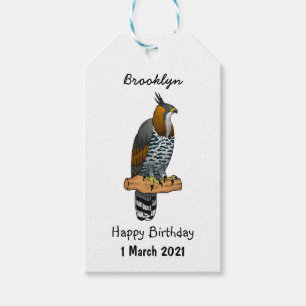 Étiquettes-cadeau Illustration de l'aigle à faucon orné