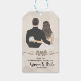 Étiquettes-cadeau Illustration de mariage de mariée Merci Faveurs de