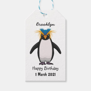Étiquettes-cadeau Illustration de mignon macaroni pingouin