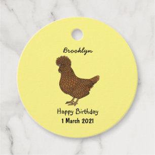 Étiquettes Cadeau Illustration de poulet à la polis chamois