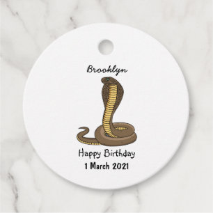 Étiquettes Cadeau Illustration de serpent à cobra Brown