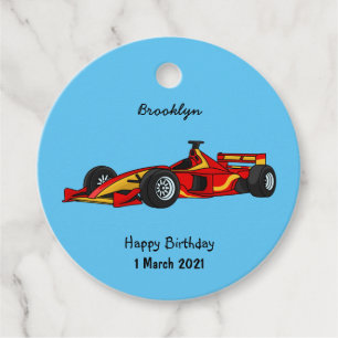 Étiquettes Cadeau Illustration de voitures de course à grande vitess