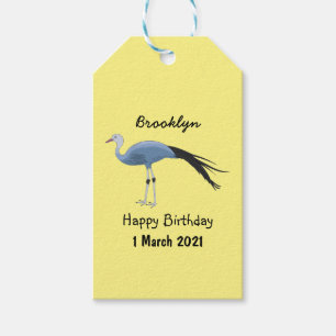 Étiquettes-cadeau Illustration d'oiseau de grue bleue