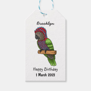 Étiquettes-cadeau Illustration d'oiseau perroquet à tête de faucon