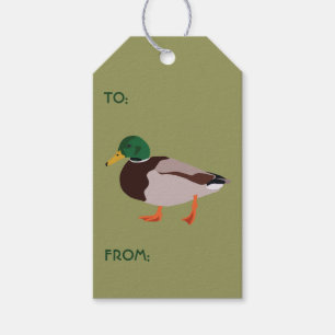 Étiquettes-cadeau Illustration du canard colvert sur l'olive