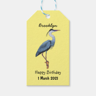 Étiquettes-cadeau Illustration du grand héron bleu