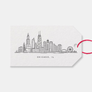 Étiquettes-cadeau Illustration du paysage urbain de Chicago IL