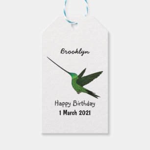 Étiquettes-cadeau Illustration d'un colibri à bec épée