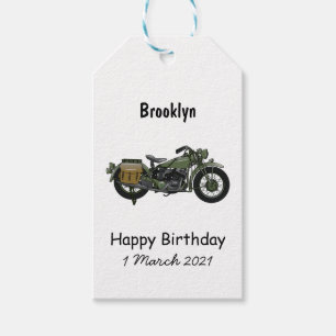 Étiquettes-cadeau Illustration d'une moto de croiseur militaire