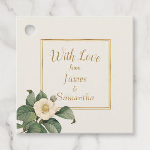 Étiquettes Cadeau Illustration florale blanche simple   MARIAGE