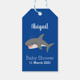 Étiquettes-cadeau Illustration joyeuse du grand requin blanc