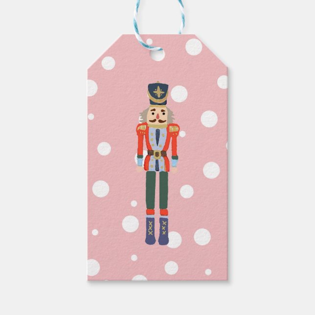 Étiquettes-cadeau Illustration Nutcracker Design de Noël Classique (Devant)