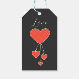 Étiquettes-cadeau Illustration simple avec coeur écarlate Amour