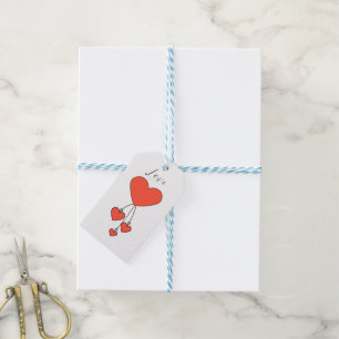 Étiquettes-cadeau Illustration simple avec coeur écarlate Amour