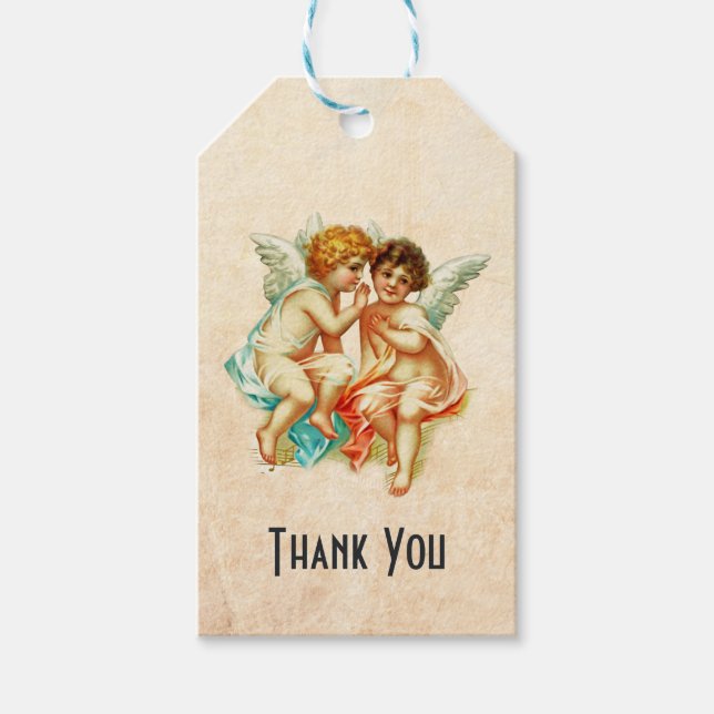 Étiquettes-cadeau Illustration vintage d'Antique Cherub Angels (Devant)