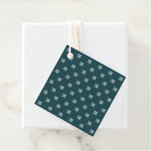 Étiquettes Cadeau Image, motif ou logo répétitif   Bleu vert foncé