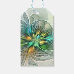 Étiquettes-cadeau Imaginaire coloré Moderne Fleur Abstraite Fractale