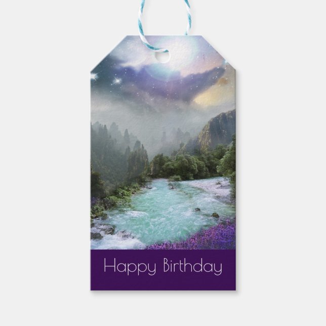 Étiquettes-cadeau Imaginaire Pittoresque Nature Paysage Joyeux anniv (Devant)