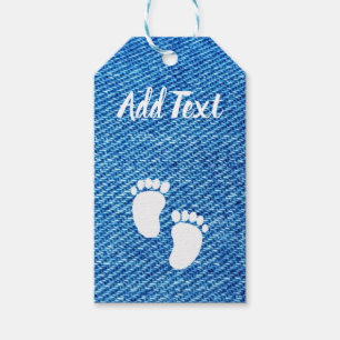 Étiquettes-cadeau Impression Baby shower de Denim bleu