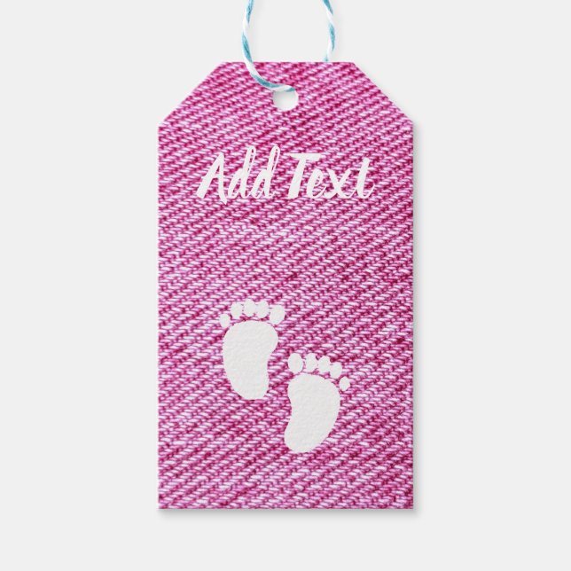 Étiquettes-cadeau Impression Baby shower Denim Rose (Devant)