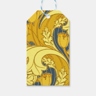 Étiquettes-cadeau Impression de motif de tulipe : Art nouveau bleu j