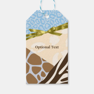 Étiquettes-cadeau Impression de thème de safari bleu pour garçons Ba