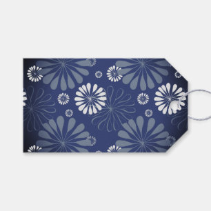 Étiquettes-cadeau Impression florale moderne bleu électrique