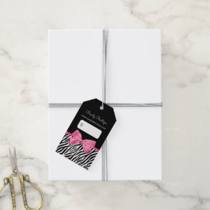 Étiquettes-cadeau Impression Zebra À La Mode Avec Boutique Chic Bow