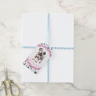 Étiquettes-cadeau Imprimé Dalmatien Anniversaire Fête Noir et Blan