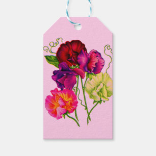 Étiquettes-cadeau imprimé de fleurs de pois doux