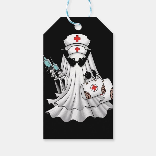 Étiquettes-cadeau Infirmière fantôme Halloween (Devant)