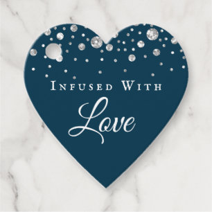 Étiquettes Cadeau Infusé Avec Amour Marine Bleu Confetti Mariage Coe