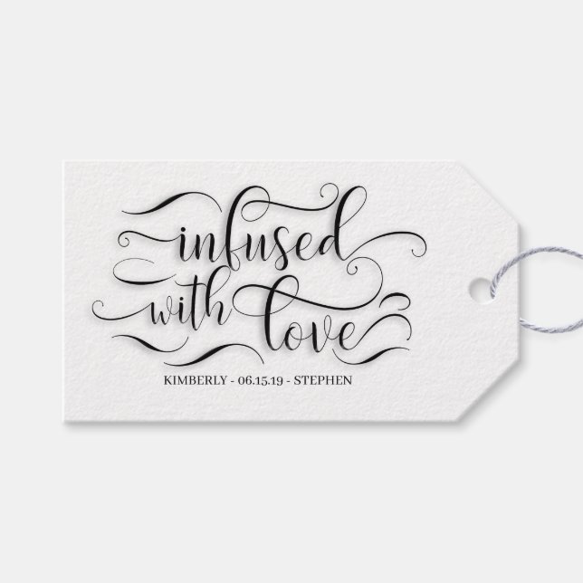 Étiquettes-cadeau Infusé Avec Mariage Amoureux (Devant (Horizontal))