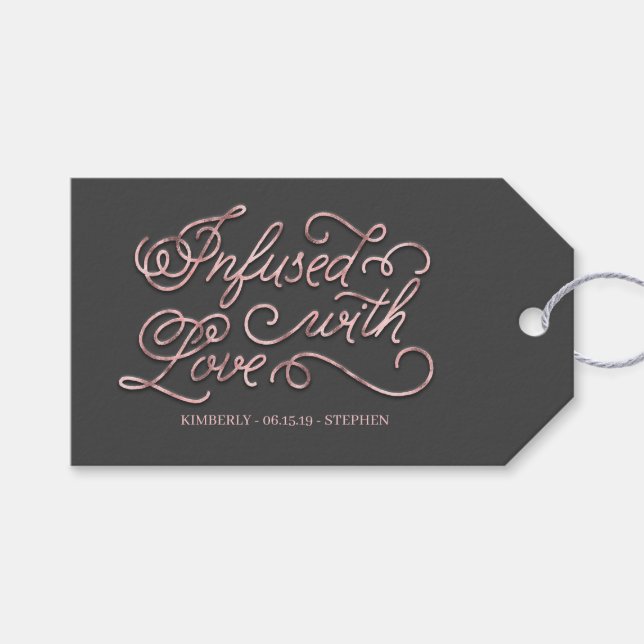 Étiquettes-cadeau Infusé Avec Mariage Amoureux (Devant (Horizontal))