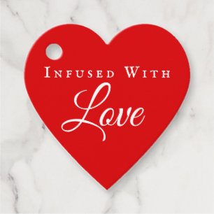 Étiquettes Cadeau Infusé par l'amour Mariage de coeur rouge