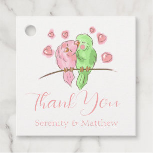 Étiquettes Cadeau Inséparables Aquarelle Lovebirds Merci Mariage