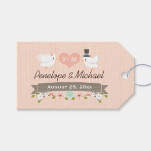 ÉTIQUETTES-CADEAU INSÉPARABLES MONOGRAMMÉS BLUSH DOVE MERCI