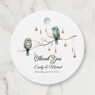 Étiquettes Cadeau Inséparables rustiques de bois Mariage romantique