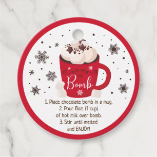 Étiquettes Cadeau Instruction sur la bombe à chocolat chaud