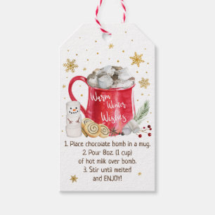 Étiquettes-cadeau Instruction sur la bombe à chocolat chaud