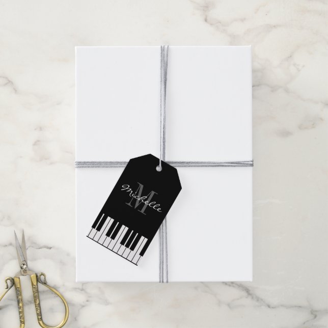Étiquettes-cadeau Instrument de musique monogramme personnalisé (Avec de la ficelle)