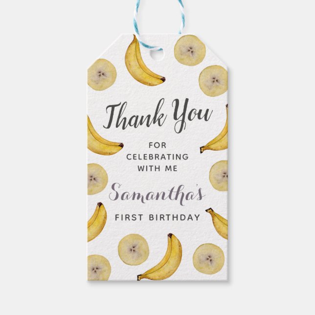 Étiquettes-cadeau Invitation d'anniversaire de bananes (Devant)