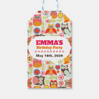 Étiquettes-cadeau Invitation d'anniversaire de chouette mignonne Hoo